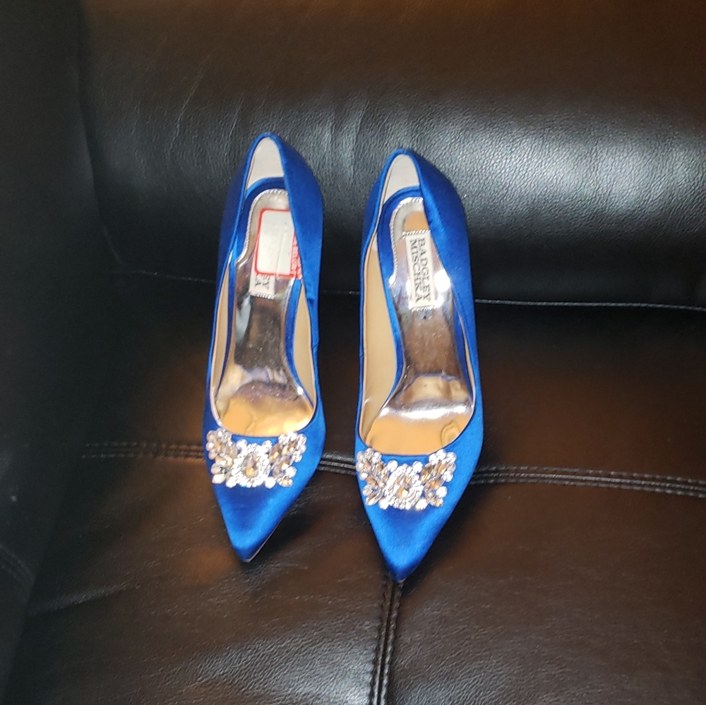 Womens blue satin shoes